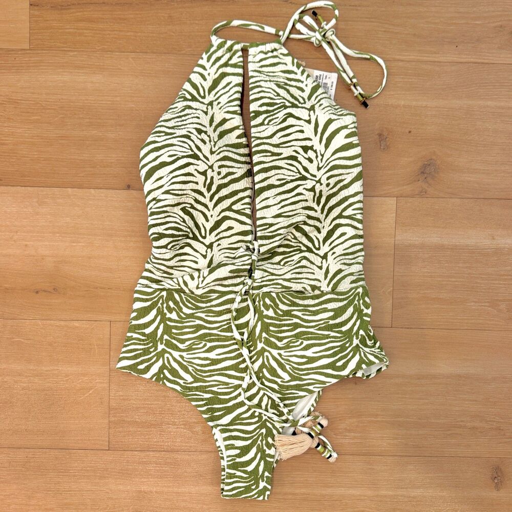 Cosita Linda Zebra Plunger High Neck One Piece - Size Large - New w Tags - Picture 3 of 5